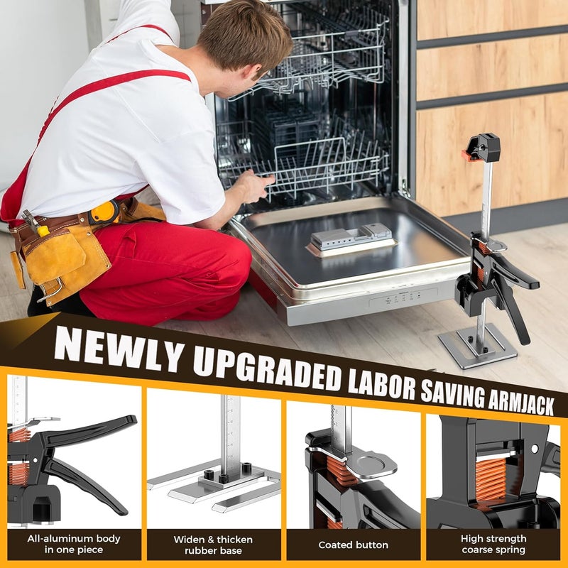 Mtnte Labor Saving Handle 12 In Lever Arm Lifter Drywall Lift for Wall Tile Locator, Multi-Function Height Adjustment Lifting Device,Door Panel,Cabinet Jack Board Lifter Weight 490lb, lift range 6.7in - Image 3